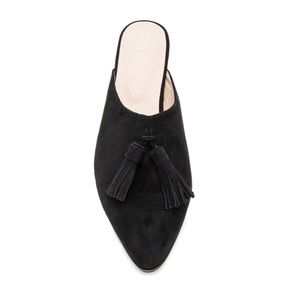 Black Fringe Slip On Loafers